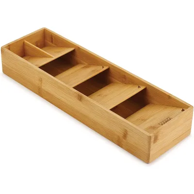 Luxurious Eco-friendly Bamboo Compact Cutlery Organizer Small Kitchen Drawer Tray Spoon Modern Storage Jewelry Tools Tableware