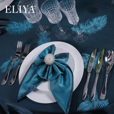 Woven 100% Cotton Table Cover and Napkin Set with Coaster-Customizable Oilproof Design for Wedding & Hotel Use