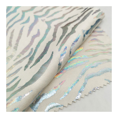SUEDE FABRIC Custom Design and Color Zebra Strip Hot Stamping Shiny Polyester Suede Fabric