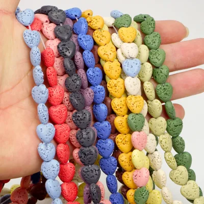 Wholesale 5X11mm Heart Shape Lava Stone Beads Natural Volcanic Rock Strand for Bracelet Accessories Making