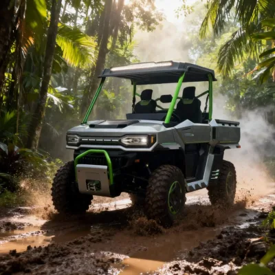 Electric Utility Vehicle 4x4 2 Seat with 500kg Cargo Bed Dual Motor EPS Steering and LED Lighting