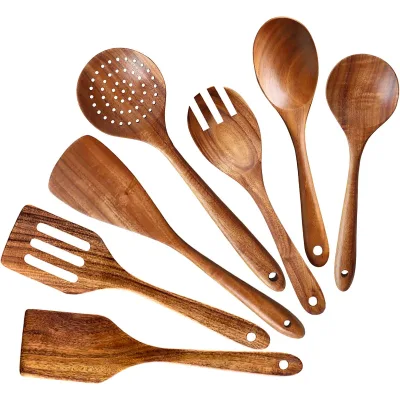 Thai Teak Wooden Kitchen Wood Cook Tools Kitchen Utensils Holder Shovel Spoon Spatula Kitchenware Cooking Utensils Set