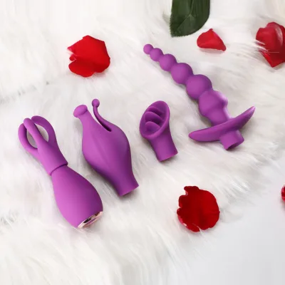 4 Replaceable Headgear Combination Massager for Adult Share for Silicone 10 Freq Vibration 100% Waterproof CE Certified Adult