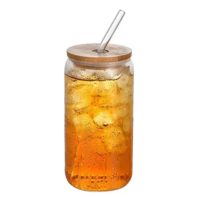 Custom Nordic Creative Cola Glass Milk Fruit Juice Beer Bottle Custom Logo Drinking Cup Can Shaped Glass