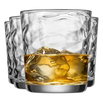 Wholesale Round Drinking clear Crystal Glass Whiskey Cups Whisky Glass Thick Bottom Whiskey Glasses