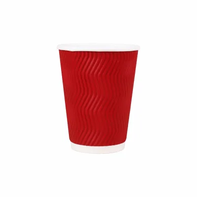 Disposable Coffee Cups with logo and Lids Double Wall 6oz 10oz 12oz Biodegradable Kraft Paper Cup Milk Tea Corrugated Takeout