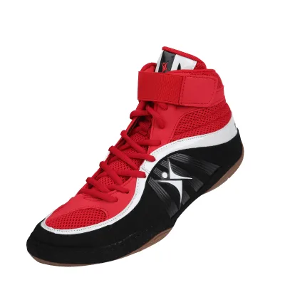 High Quality Leather Wrestling Shoes for Gym Training Combat Fitness Squat Fight Boxing Weightlifting-with Rubber Insole