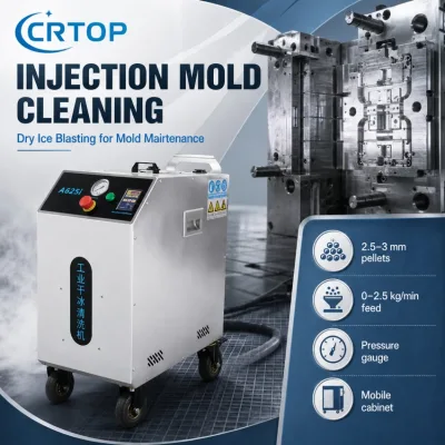 Crtop 2.5-3 mm Dry Ice Pellet Blaster for Plastic Injection Mold Maintenance with Adjustable A625i Feed
