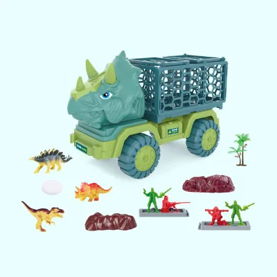 Children Simulation Plastic Sliding Inertia Dinosaur Transport Car Toy Friction Dinosaur Carrier Truck