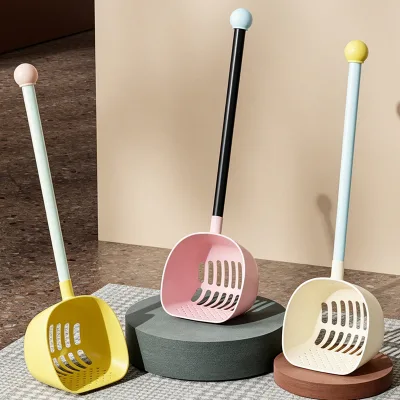 New PP Extended-Length Cat Litter Scoop with Small Holes Long Handle Cat Litter Shovel Pet Poop Scooper for Cat Toilet