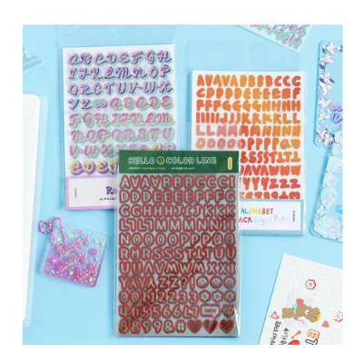 10sheets/lot New Kawaii Gradient Color Alphabet PVC Shadow Capital Letter & Number Decorative Sticker Custom Planner Stationery
