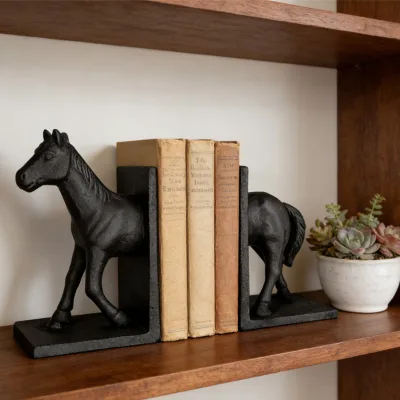 Metal Horse Bookends Cast Iron Decorative Book Stopper for home office desk decoration