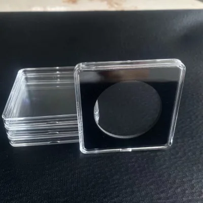 Square Ultra Plastic Transparent Coin Holder Protective Challenge Collection Box Customizable Sizes 66mm/50mm Promotional