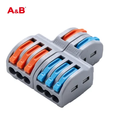 Mini Fast Universal Industrial Copper Wire Splitter 2-Pole Feed Terminal Block 11-20 AWG Compact Wiring Cable Connector Push-in