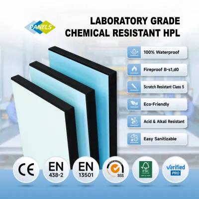 Durable Chemical Splash Resistant Laminate Sheet for Plant Production Lines Chemical Resistant HPL for OEM Supply