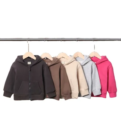 Custom Blank Hoodies Kids Sweatshirts Winter Children Clothes Wholesale Kids Clothing Boys Coats Zip up Cotton Hoodie Coat