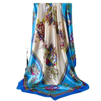 Wholesale Custom Print Satin Silk Scarf 90*90 Blank Head Silk Scarf For Women