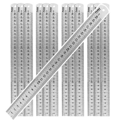 Foska Stainless Steel Ruler Set Silver Color 8" 12" 20" 24" 40" Metal Straight Edge Ruler for Drawing Home Office Engineering