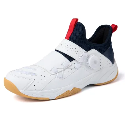 Men's Badminton Tennis Training Shoes Carbon Fiber Plate Court Sneakers Rotating Buckle Lightweight Non-Slip Athletic Footwear