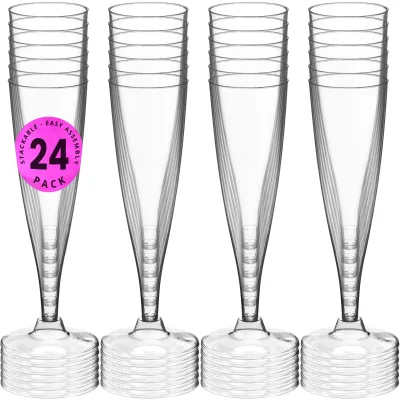 High Quality Reusable 5 Oz BPA-Free Plastic Champagne Flute 24 Champagne Glasses Champagne Glasses