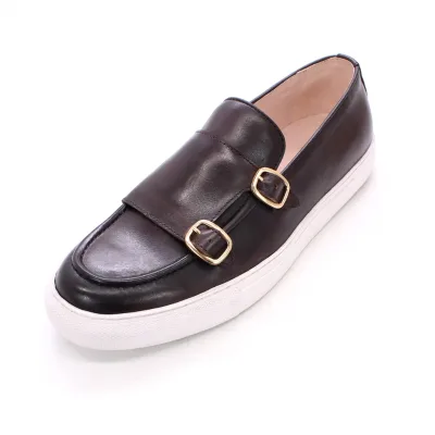 OEM Customize Logo Mocassin Double Monk Strap Leather Driving Shoes Men Casual Loafers Shoes