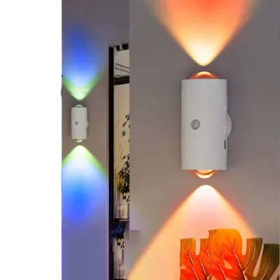 Double Cat Eye Modern Acrylic Battery-Powered Smart Night Light Human Sensor Temp Adjustable Neutral Light Dimmable 30000 Hours