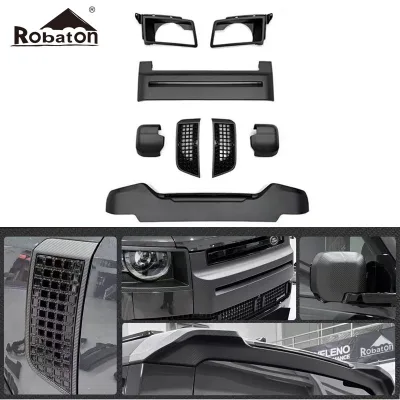 Dry Carbon Fiber Front Bumper Body Kits for Defender Auto Headlamp Frame Spoiler Side Vents