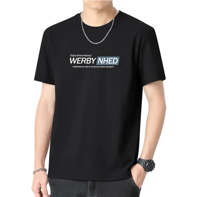 OEM Blank Round Collar Plain Smart Casual Breathable Quick Dry Boxy Tee Mercerized Cotton T-Shirt