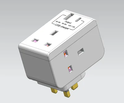 New Model 3 Way Cube Adapter with 2 Ports USB and Type-C 13A 20W PD