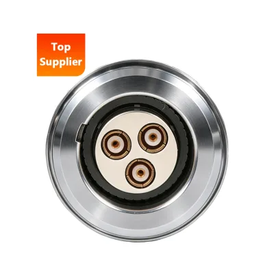 BEXKOM IP68 Hybrid Connector 3*coaxials. 25A EMC Shielded Brass Chrome -55~250°C for Subsea Underwater ROV Cable Assembly