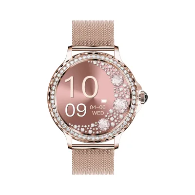 2023 Elegant Women Smart Watch NX19 with Diamond Frame, 1.3inch HD Screen RTL8763EWE BT Call Sleep Monitoring Ladies Watch