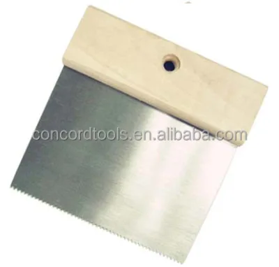 Wooden Handle Notched square Scraper Wooden Rubber Spatula