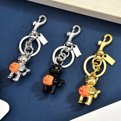 Halloween Black Cat Pumpkin Keychain Festive Bag Charm Decorative Pendant for Women Handbag Purse Halloween Holiday Gift