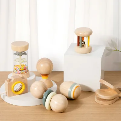 Baby Toys Rattle 6pcs Sets Wooden Rodent Chew Play Gym Montessori Baby Teether Products Newborn Gift Kids Early Educational Toys