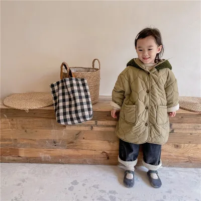 In 2022, the New Fashion Winter Long Pure Color Children's Coat Thickened Hooded Cotton Jacket,toddler Designer Winter Coat