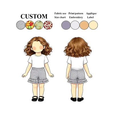 Summer Breathable Knit Toddler Girls Wave Print Ruffle Hem Shorts Elastic Waist Kids Bottoms for Beach Daily Casual Wear