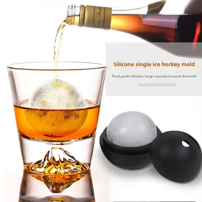 Food Grade Single Hockey Ice Mold Silicone Single Case Silicone Ice Mould Single Cavity Silicone Sphere Mold Tray for Whisky