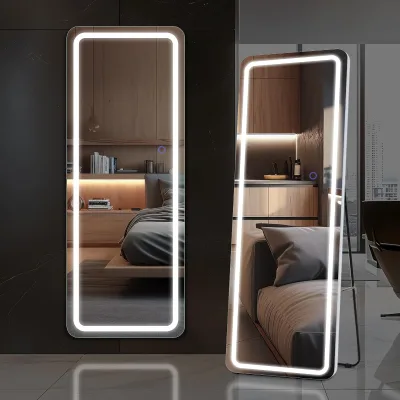 Home Decor Wall Mirror Customized Large Metal Frame Vanity Mirror Wall Hanging LED Intelligent Full-length Mirror
