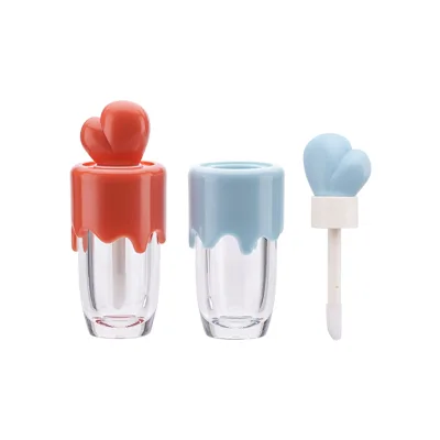 New ice cream-shaped heart-shaped lipstick tube with lip gloss  8ml round lip color tube  DIY lip gloss bottle.