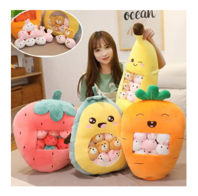 Soft Cartoon Anime Snack Pillow a Bag of Snacks Strawberry Avocado Plush Doll Banana Carrot Pillow Cushion Toys