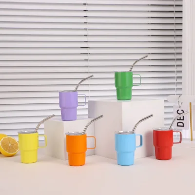Wholesale Custom Mini 3 oz Eco-Friendly Camping Stainless Steel Tumbler Cute Shot Glasses with Lid and Metal Straw