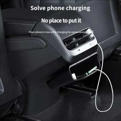 ABS Rear Air Vent Anti-kick Panel Integrated Storage Box Trash Can Organizer Multi-function for New Refreshed Tesla Model 3/Y