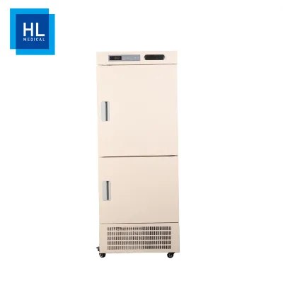 200L Large Capacity -25 Degree Vertical Double Temperature Double Door Freezer for Laboratory Hospital Household