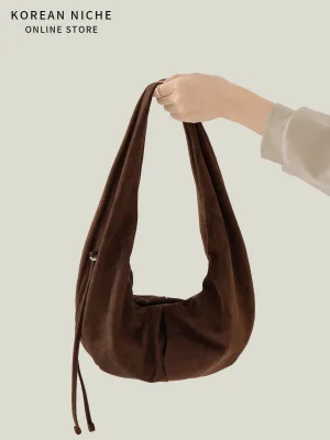 Small Crowd Design Minimalist Simple Fashion Retro Suede Armpit Bag Female Korean Version Early Autumn New Daily Durable Soft