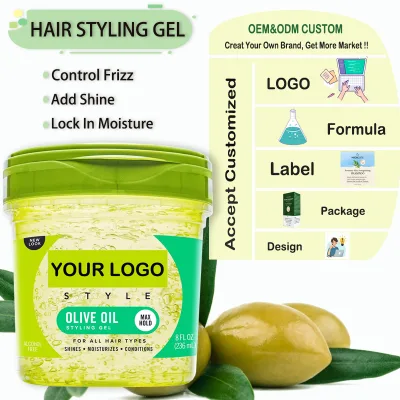 Hot Popular Women Define Baby Hair Olive Oilgel Hair Style Gel Non Greasy Strong Hold Hair Styling Gel for Braids/Locks/Weaves