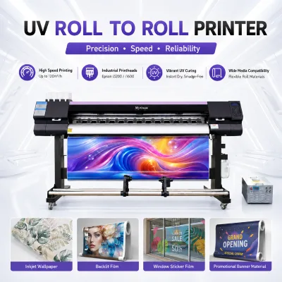 Mycolor 1.6/1.8m Eco Solvent UV Printer Roll to Roll With Servo Motor for Banner Vinyl Car Wrap Fabric Mesh PP Paper