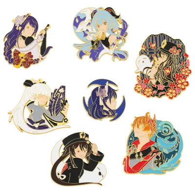 7 Style Anime Genshin Impact Metal Brooch High Quality Cartoon Figure Accessory for Cospley Brooch Pins