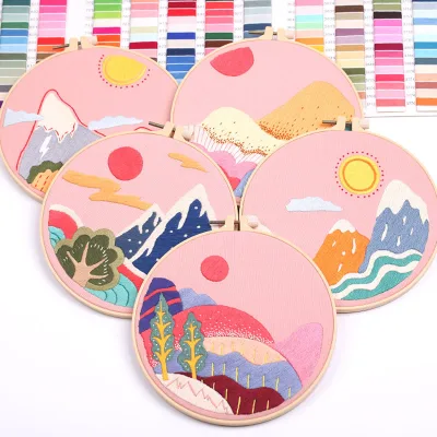 Sunset Scenery DIY Art Craft Embroidery Starter Kit Landscape Cross Stitch Kit for Adults Beginner