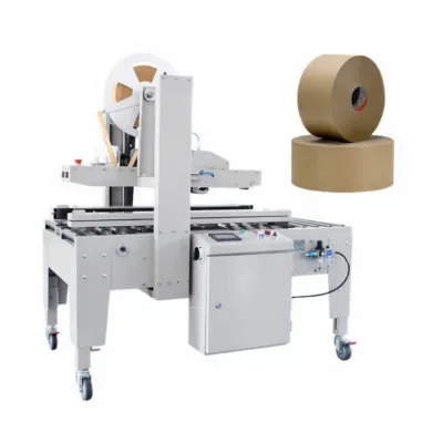 Yongjin PC990 Automated Water-Activated Gummed Tape Case Sealer Machine for Carton Packaging with 48-75mm Tape Width
