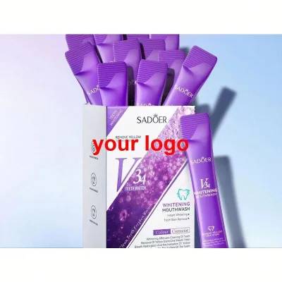 cheek blusher Sadoer private label v34 grape whitening pocket mouth wash teeth whitening cleansing oral refresher mini strip